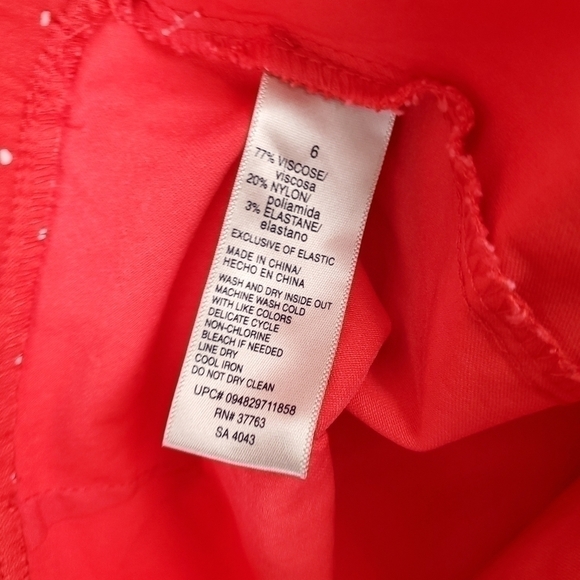 New Rafaella Coral White Dotted Pants Size 6 - Picture 3 of 7